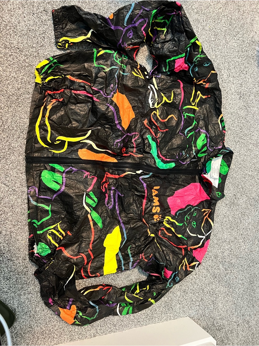 Kids Black Neon Graphic Hooded Rain Jacket